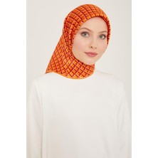 Armine Turuncu Bal Peteği Desen Tivil İpek Eşarp 9109 - 50