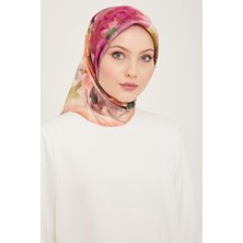 Armine Pudra Batik Çiçek Desenli Tivil İpek Eşarp 9103 - 34