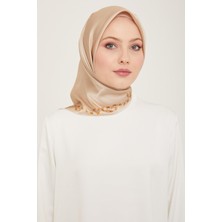 Armine Ekru Düz Renk Tivil Ipek Eşarp 9168-80