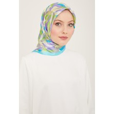 Armine Bebe Mavi - Lila Karma Desen Tivil İpek Eşarp 9140 - 53
