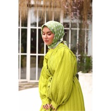 Silk Home Fıstık Yeşili Pembe Karma Desen Tivil Ipek Eşarp 11425-75
