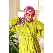 Silk Home  Silk Home Fuşya Yeşil Karma Desen Tivil Ipek Eşarp 11427-38