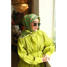 Silk Home Eflatun Yeşil Karma Desen Tivil Ipek Eşarp 11424-63