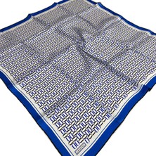 Armine Saks Mavi Geometrik Desen Tivil İpek Eşarp 9149 - 39