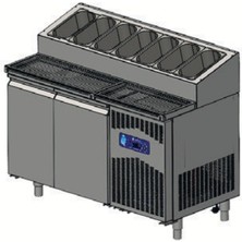 CSA Karacasan (430 Çelik) 141 cm İki Kapılı Pizza Hazırlık Dolabı