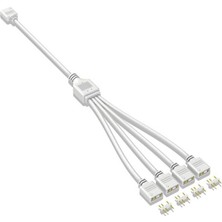 Coolmoon 4 Port 5V 3pin Argb LED Splitter Çoklayıcı Kablo, Uzatma Kablosu (1 Dişi To 4 Dişi) - Beyaz