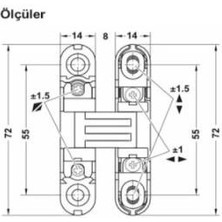 Gizli Ayarlı Kapı Kapak Menteşesi Siyah 72 x 14