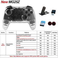 Lalulala MG25Z-ŞEFFAF Kablosuz Denetleyici Bt Nintendo Anahtarı Pro Pc Ps3 Tv Kutusu Joystick LED Gece Parlayan Gecikmesiz 2.4g Gamepad (Yurt Dışından)