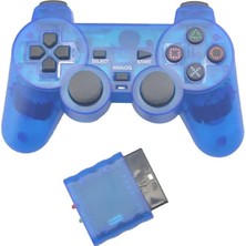 Lalulala Siyah-Şeffaf Renkli Kablosuz Gamepad Sony Ps2 2.4g Titreşim Joystick Blutooth Denetleyici Playstation 2 Joypad (Yurt Dışından)