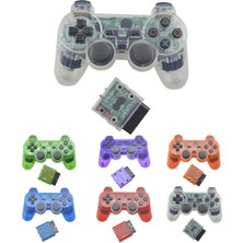 Lalulala Siyah-Şeffaf Renkli Kablosuz Gamepad Sony Ps2 2.4g Titreşim Joystick Blutooth Denetleyici Playstation 2 Joypad (Yurt Dışından)