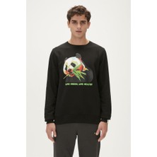 Bad Bear Re-Bamboo Crewneck Siyah Baskılı Erkek Sweatshirt