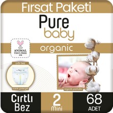 Pure Baby Organik Pamuklu Bebek Bezi 2 Beden 68 Adet