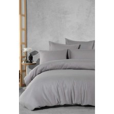 Gold Shine Gri Pamuk Saten Nevresim Takımı Çift Kişilik