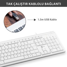 Lecoo KB101 USB Kablolu Türkçe Q Klavye Beyaz