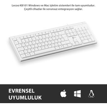 Lecoo KB101 USB Kablolu Türkçe Q Klavye Beyaz