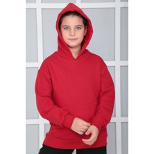 Giyimod Erkek Çocuk Kırmızı Kapüşonlu Sweatshirt S402Krm