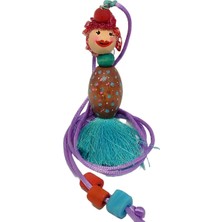 MiniQ's Bijuteri Miniq's Handmade Tahta Boyama Kızıl Kıvırcık Saçlı Kız Kolye