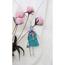 MiniQ's Bijuteri Yeşil Simli Elbiseli Handmade Bebek Kolye