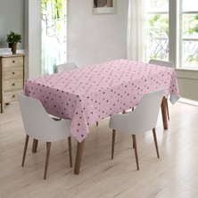 Fantastik Elyaf Astarlı Pvc Masa Örtüsü 100 x 140 cm  Silinebilir Sıvı Geçirmez Leke Tutmaz Pembe Puantiye