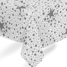 Fantastik Elyaf Astarlı Pvc Masa Örtüsü 100 x 140 cm  Silinebilir Sıvı Geçirmez Leke Tutmaz Gri Yıldız