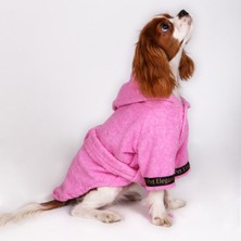 Pet Elegante %100 Pamuk Kedi Köpek Bornozu Pembe 2xl- 3xl Beden