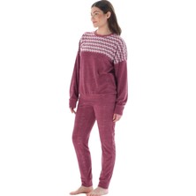 Feyza Bayan Pembe Uzun Kol Pijama Takımı 4930