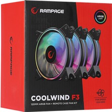 Rampage Coolwınd F3 3*12CM Argb Fan + Kumanda 1200RPM Gaming Oyuncu Kasa Fan Kiti