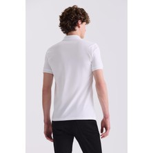 Jakamen Beyaz Slim Fit Polo Yaka T-Shirt