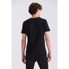 Jakamen Siyah Slim Fit Bisiklet Yaka T-Shirt