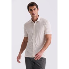 Jakamen Bej Slim Fit Gömlek Yaka T-Shirt