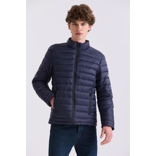 Jakamen Lacivert Slim Fit Hakim Yaka Şişme Mont
