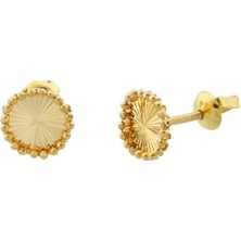 İryum 22 Ayar Altın Tasarım Çivi Küpe