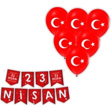 Parti Furyası 23 Nisan Süsleri 23 Nisan Zigzak Banner ve Ay Yıldız Baskılı Balon 10 Lu 23 Nisan 29 Ekim Bayram Süsleri