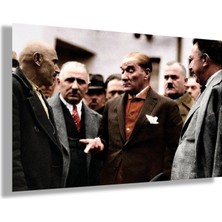 Gaagart Temperli Gerçek Yatay Cam Tablo Halkı Dinleyen Kemal Atatürk