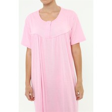 Seva Pamuk Penye Battal Beden Düz Renk Gecelik Düğmeli Lohusa Geceliği