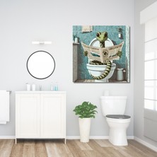Gaagart Tekli Kare Kanvas Banyo Tablosu Gazete Okuyan Yılan Görseli