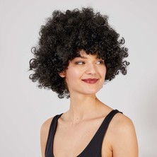 Hobi City Siyah Renk Kıvırcık Afro Bonus Peruk (44DEX34)