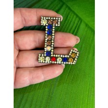 Gönülden Tasarım 5x4 cm Ütü Ile Yapışan Taşlı Renkli L Harfi Arma