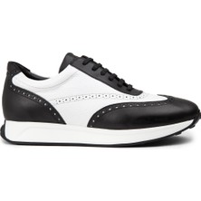 Deery Deri Siyah Beyaz Erkek Sneaker Ayakkabı - 00750MBYZE01