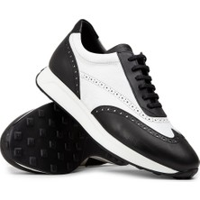Deery Deri Siyah Beyaz Erkek Sneaker Ayakkabı - 00750MBYZE01
