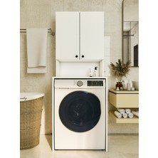 Montenero Çamaşır Makinesi Üstü Düzenleyici Parlak Beyaz Banyo Dolabı