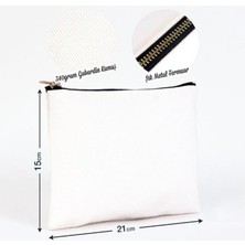 Arya Design Bez Çanta Kalp El Boyaması Clutch Portföy Makyaj Çantası Kalemlik Bej, 15X21CM, KCNT0038