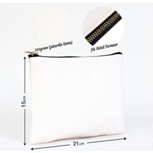Arya Design Bez Çanta Dünya El Boyaması Clutch Portföy Makyaj Çantası Kalemlik Bej, 15X21CM, KCNT0012