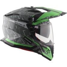 Axor X-Cross Flash Dual Visor Kask Cool Grey Green Mat