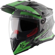 Axor X-Cross Flash Dual Visor Kask Cool Grey Green Mat