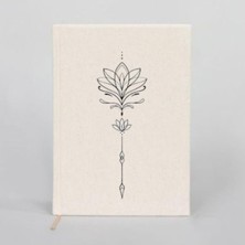 Arya Design Kanvas Defter Lotus El Boyaması Çizgisiz Bej DFTR0019