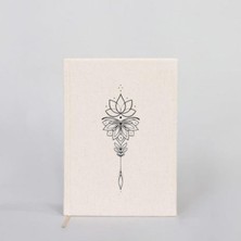 Arya Design Kanvas Defter Ayna Lotus El Boyaması Çizgisiz Bej DFTR0021