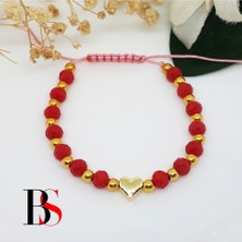 BijuStore Altın Kaplama Kalp - Kristal Taş Çocuk Bileklik