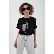 Zelish My Sister Siyah Çantalı Kız Baskılı Tshirt