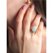 Esha Store Doğal Taş Aytaşı Doğal Taşlı Ayarlanabilir Kadın Yüzük EUY2AY
